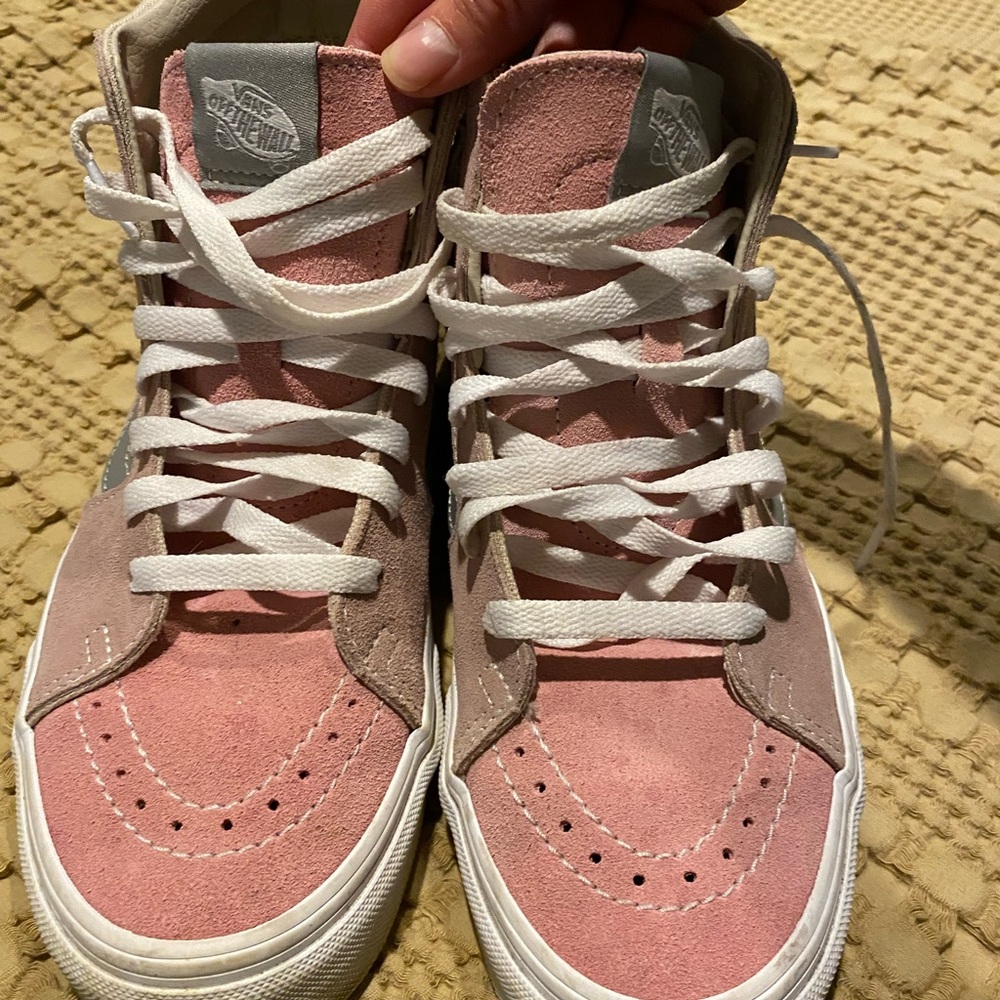 Vans Pink and White Suede High-Tops